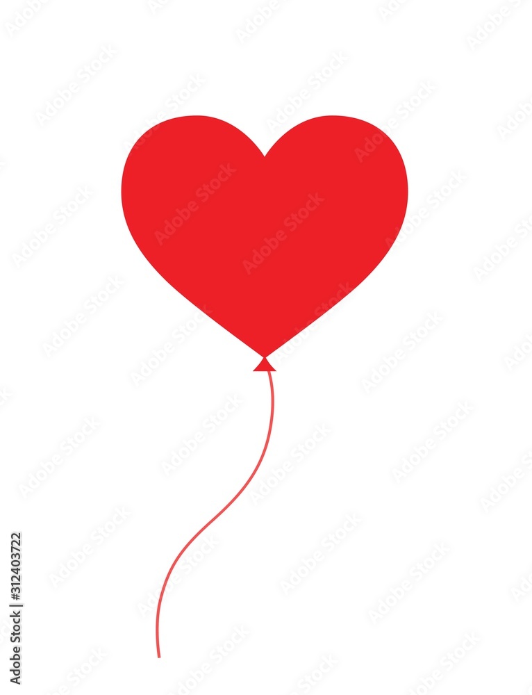 red heart balloon. love symbol. valentine's day design element