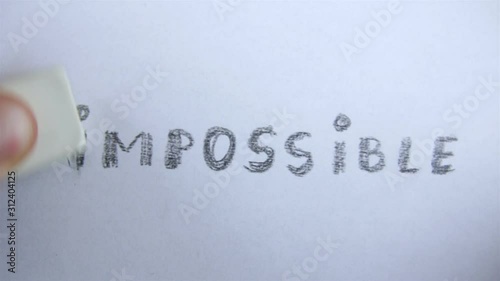 Changing the word impossible to possible with a eraser - business concept