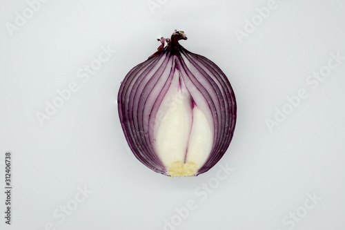 red onion on white background