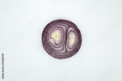 red onion on white background