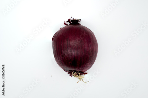 red onion on white background