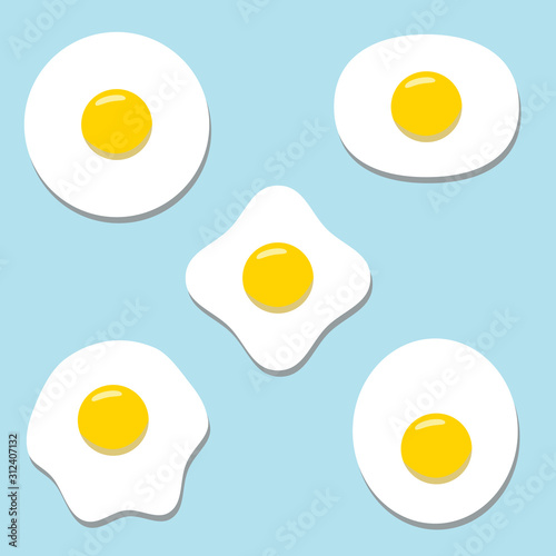 Set of fried eggs. Vector illustration.