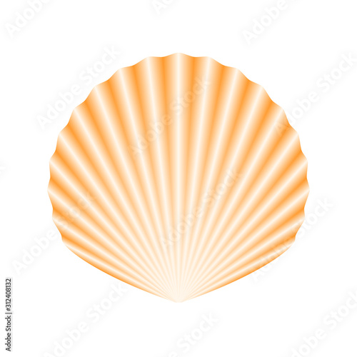 Orange icon seashell. Vector illustration