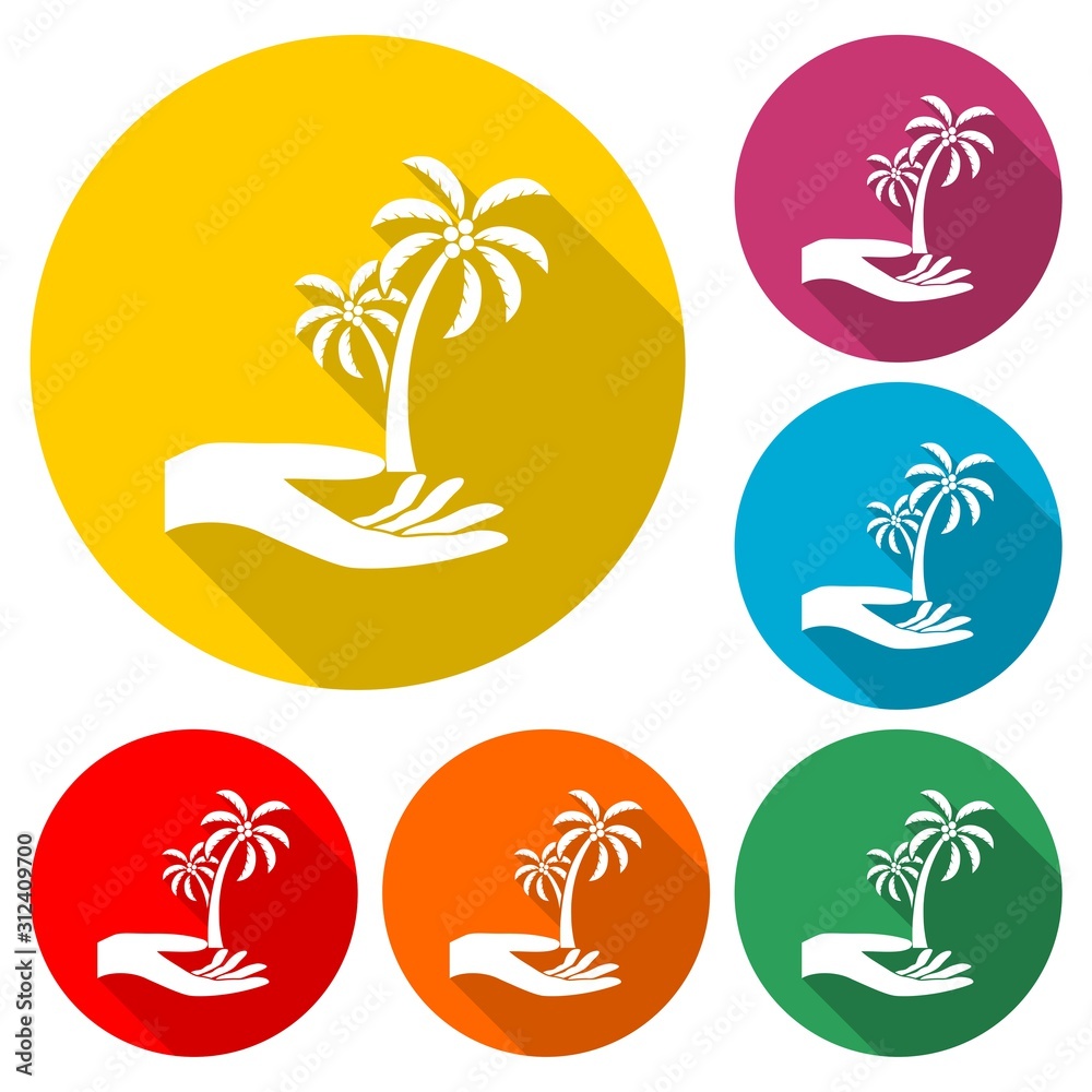 Palm tree icon with long shadow