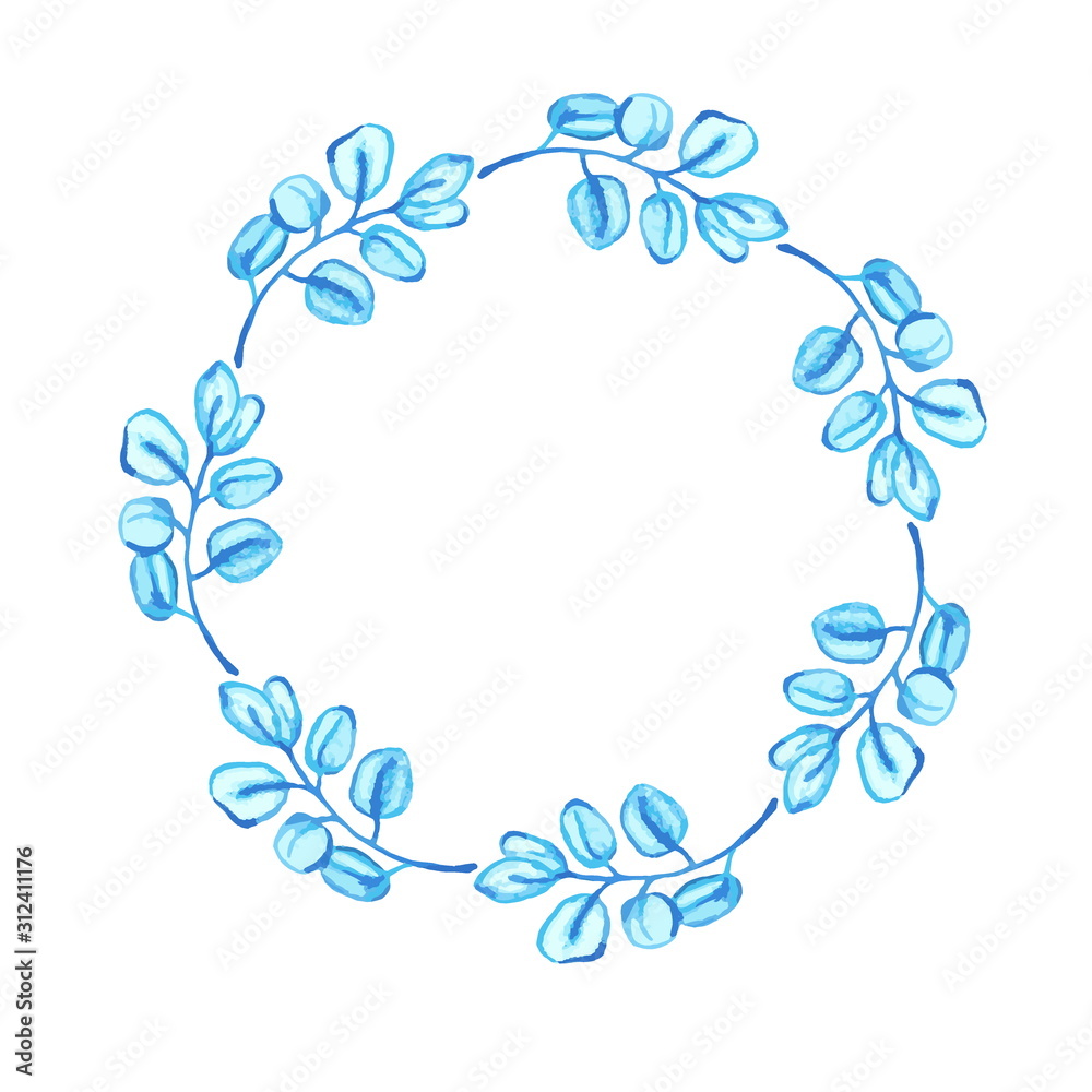 Blue eucalyptus  watercolor wreath