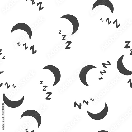 Vector image night, moon and sleep seamless pattern on a white background.