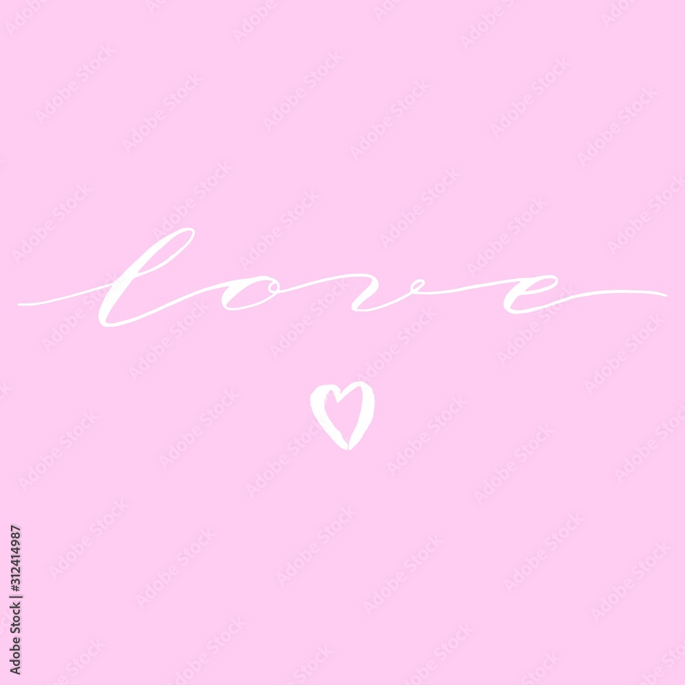 Love font text card. Greeting Valentine's day typography lettering. Romantic quote, love celebration font words. Postcard, banner, poster, packaging design. Vector eps 10.