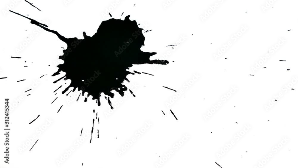 Black spot on a white background. Dripping ink drops on a white piece of paper. Black spot on a white background. Dripping ink drops on a white piece of paper.