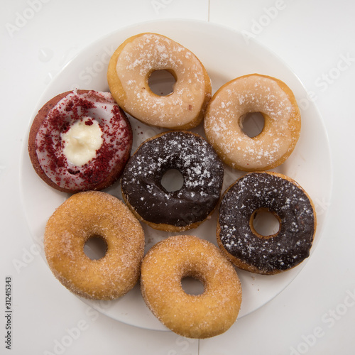 donuts on white background