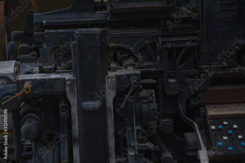 old iron printing press machine