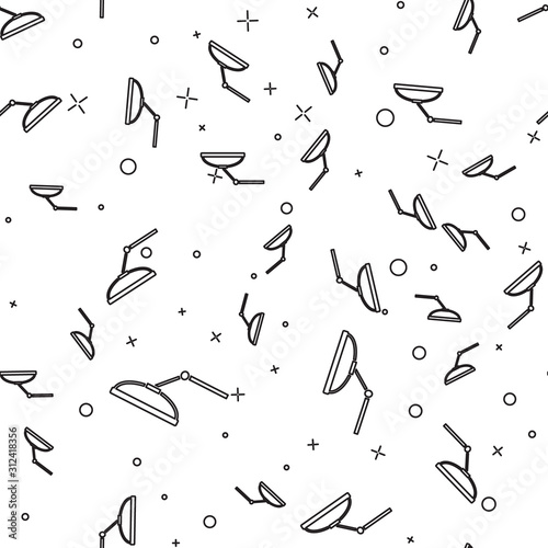 Black line Windscreen wiper icon isolated seamless pattern on white background.  Vector Illustration