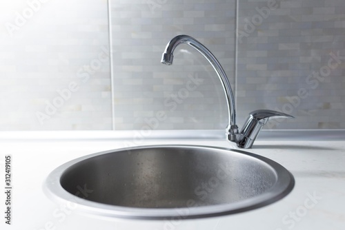 kitchen sink with faucet isolated