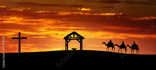 Tableau sur toile wisemen visit baby Jesus