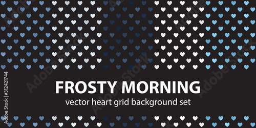 Heart pattern set Frosty Morning. Vector seamless backgrounds