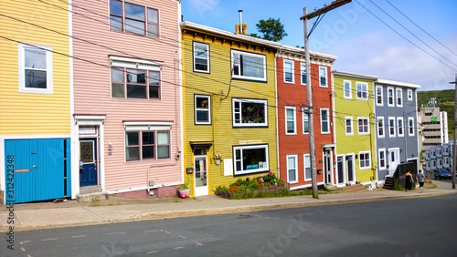 Old style colorful homes in the summer time