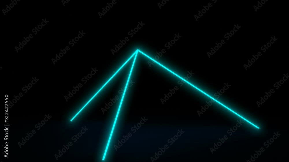 Three blue neon rays hit the floor spinning. Seamless loop. Three blue neon rays hit the floor spinning. Seamless loop.