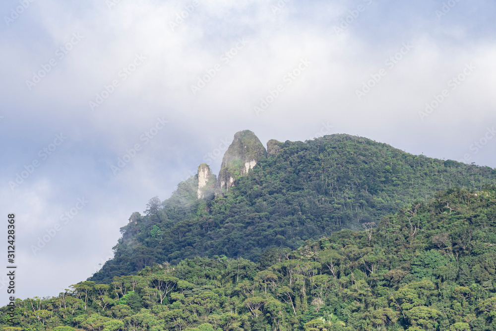 Close up view of high peaks in the central mountains of Panama