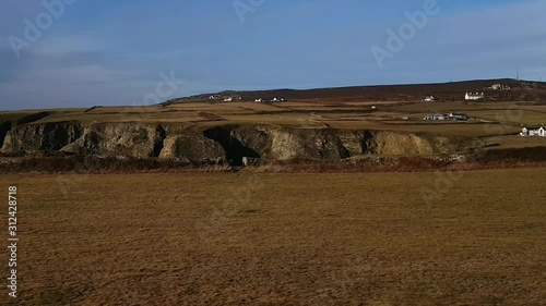 White Houses At Holy Island, Anglesey, Wales. Panning Left Shot photo