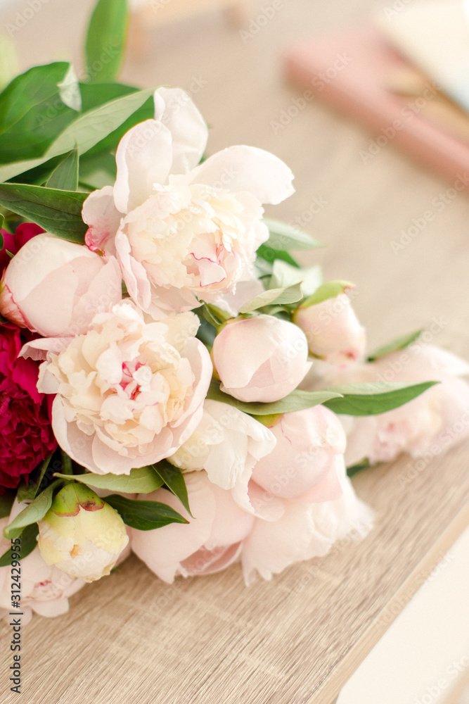 bouquet of peonies on the table bouquet of peonies on the table