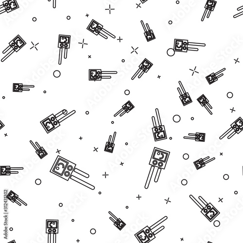 Black line Temperature and humidity sensor icon isolated seamless pattern on white background. Vector Illustration