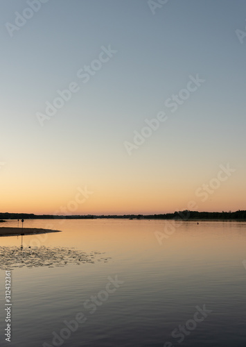 Scenic sunset at Zegrze lake, Serock, Poland. 