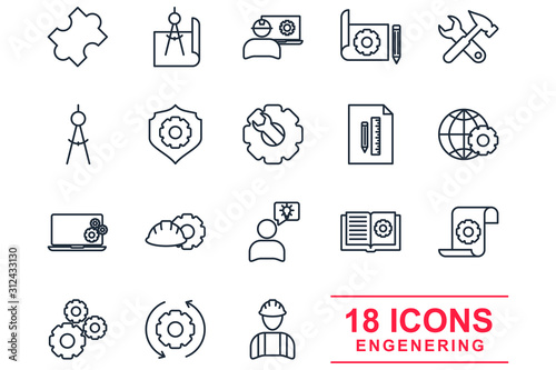 SEO Set icon template color editable. Enginering pack symbol vector sign isolated on white background illustration for graphic and web design.