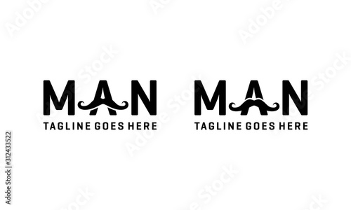 Man word with mustache for logo design vector editable