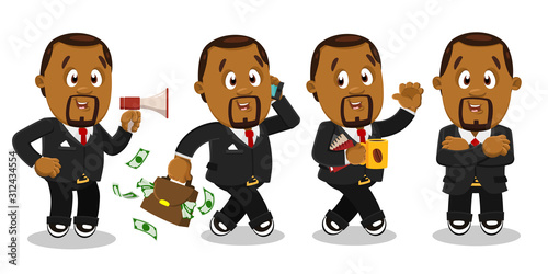 Bearded positive afro-american manager, ceo, office worker speaking, going, standing.