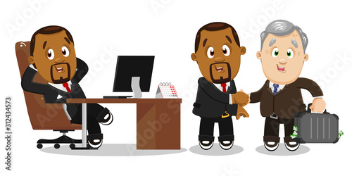 Afro-american bearded businessman, chief, ceo in formal suit at work.