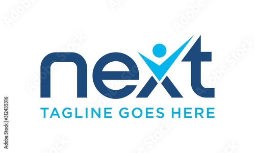 Next word with check mark for logo design vector editable