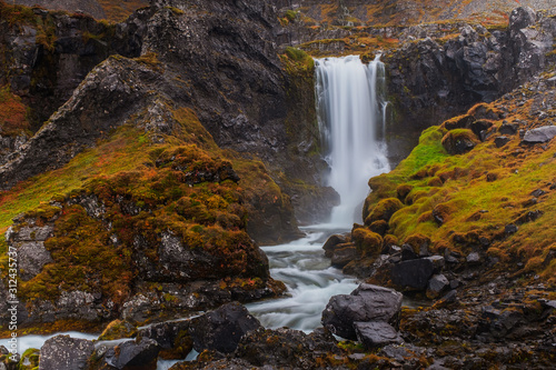 Dynjandi waterfall at the west fjords of Iceland. September 2019