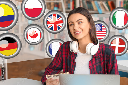 Beautiful female student in...