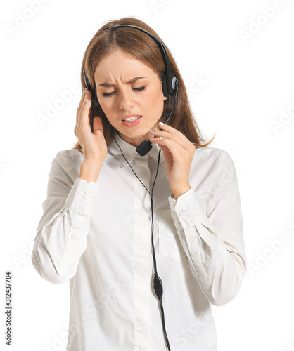 Troubled female technical s...