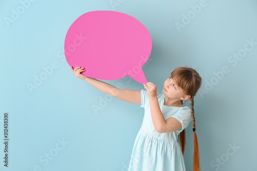 Cute little girl with blank...