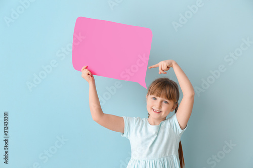 Cute little girl with blank...