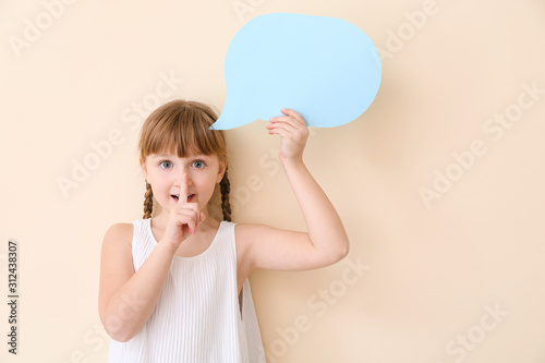 Cute little girl with blank...