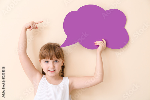 Cute little girl with blank...