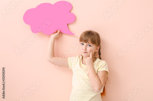 Cute little girl with blank...