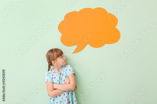 Cute little girl with blank...