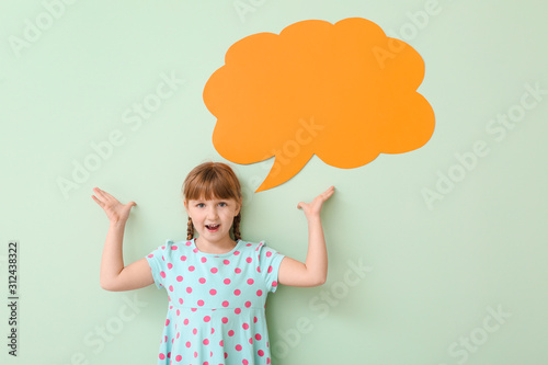 Cute little girl with blank...