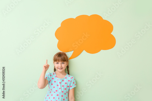 Cute little girl with blank...