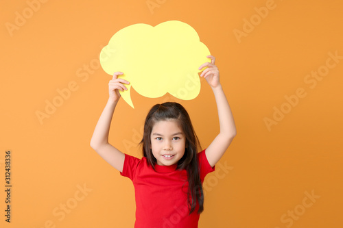 Cute little girl with blank...