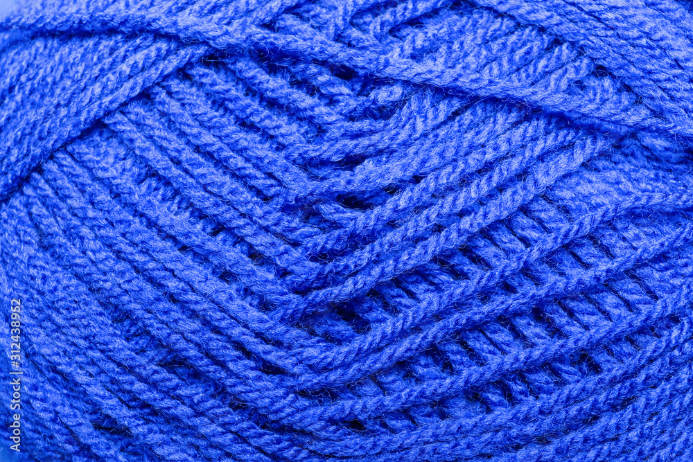 Blue knitting yarn as background Blue knitting yarn as background
