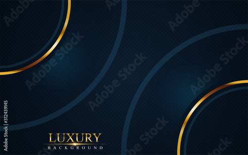 luxurious dark navy blue background with golden lines. Elegant modern background.