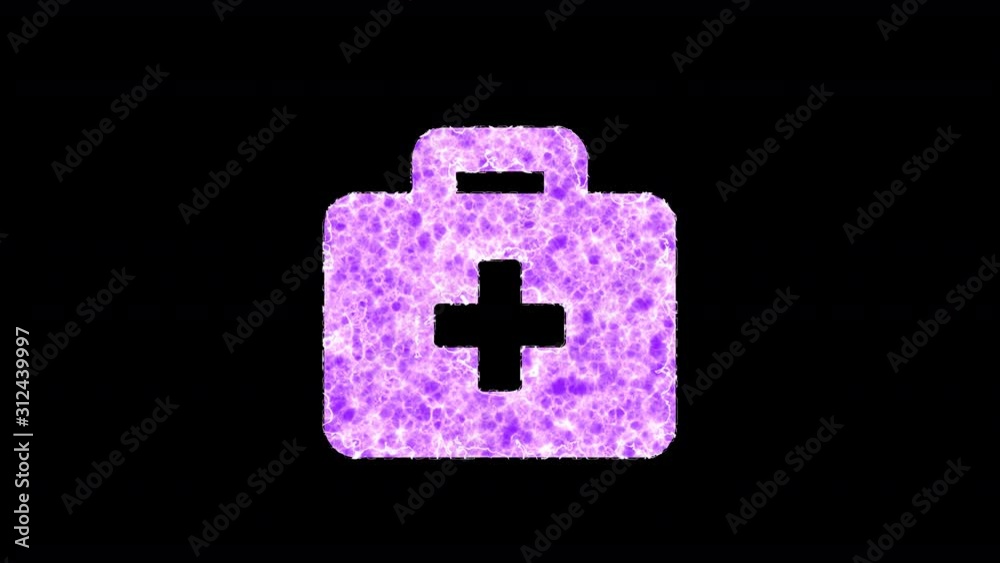 Symbol briefcase medical shimmers in three colors: Purple, Green, Pink. In - Out loop. Alpha channel Premultiplied - Matted with color black Symbol briefcase medical shimmers in three colors: Purple, Green, Pink. In - Out loop. Alpha channel Premultiplied - Matted with color black
