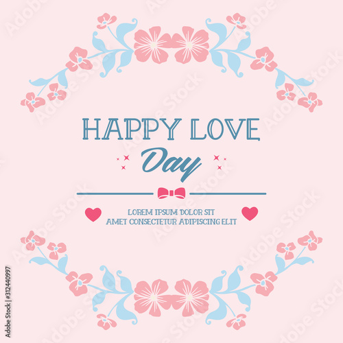 Elegant Decorative of leaf and flower frame, for unique happy love day greeting card wallpaper design. Vector
