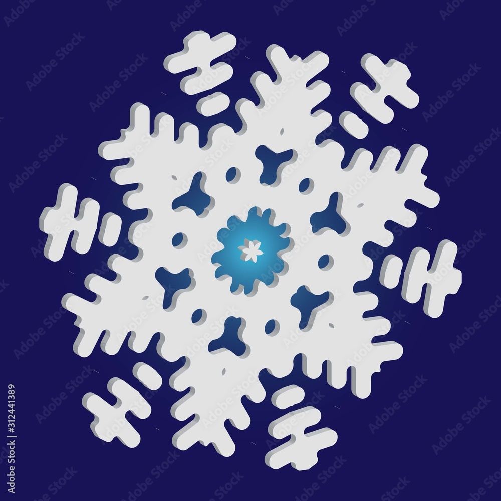Fototapeta premium Christmas paper snowflake on blue background.