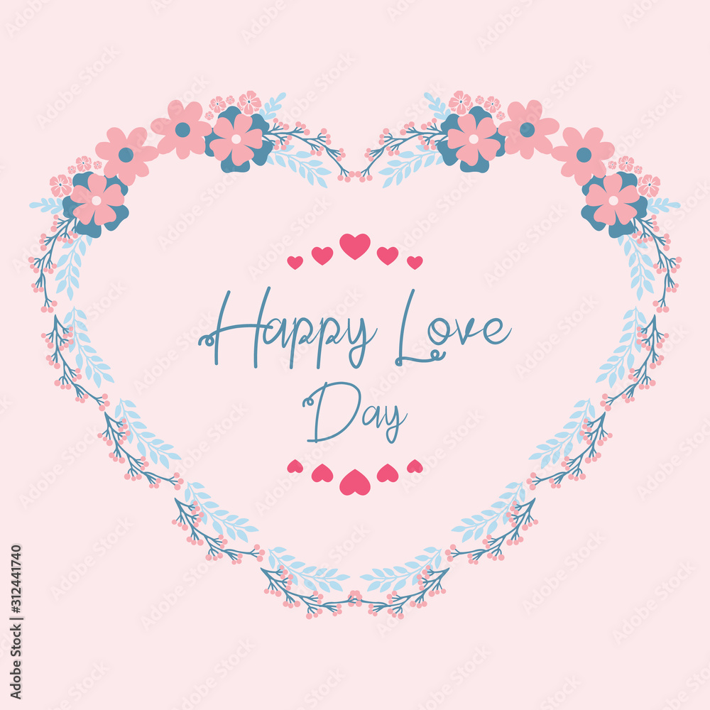 Beautiful peach wreath frame design, for elegant happy love day greeting card. Vector Beautiful peach wreath frame design, for elegant happy love day greeting card. Vector
