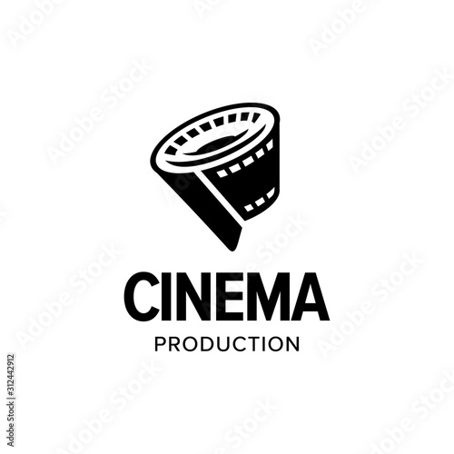 Film strip roll logo iconic. Branding for website, movie maker, movie production, videographer, video editor, production house, cinema, cinematography, etc. Isolated graphic designs inspiration