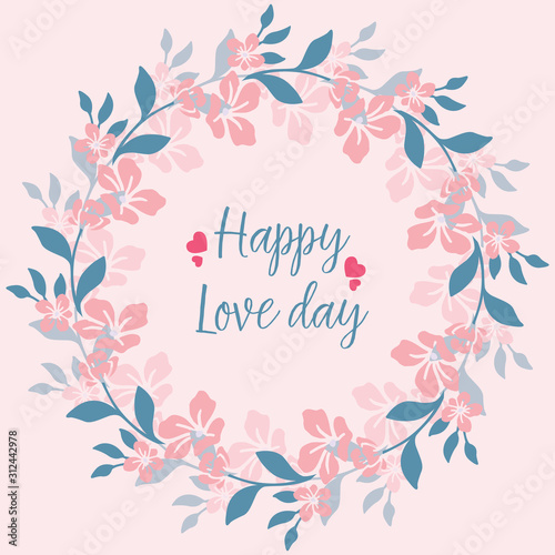 Leaf and flower seamless design frame, for unique happy love day greeting card design. Vector